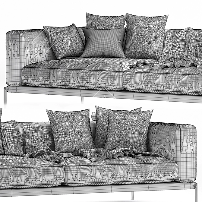 Flexform Romeo 3-Seater Sofa 3D model image 4