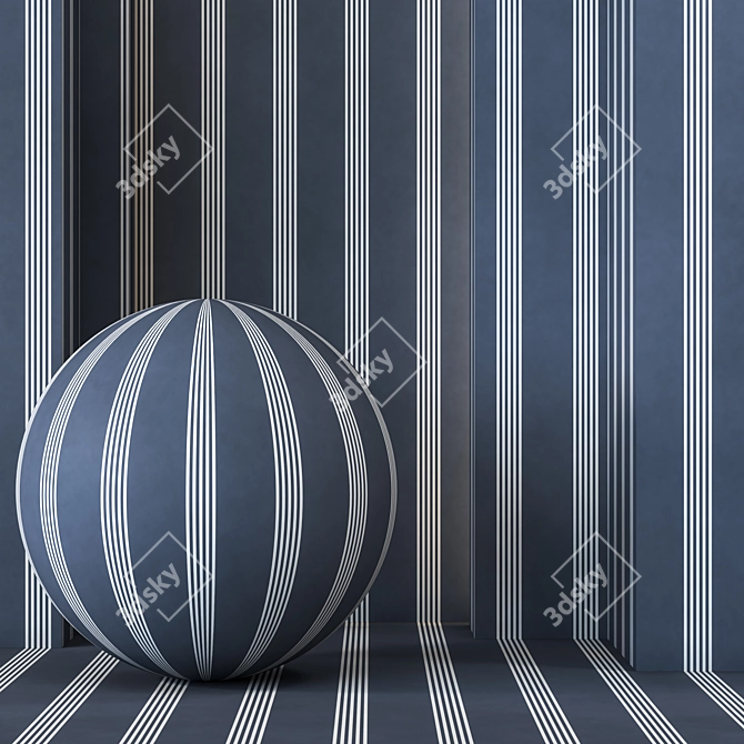 3-Color Oxford Stripe Charcoal 4K Wallpaper 3D model image 2