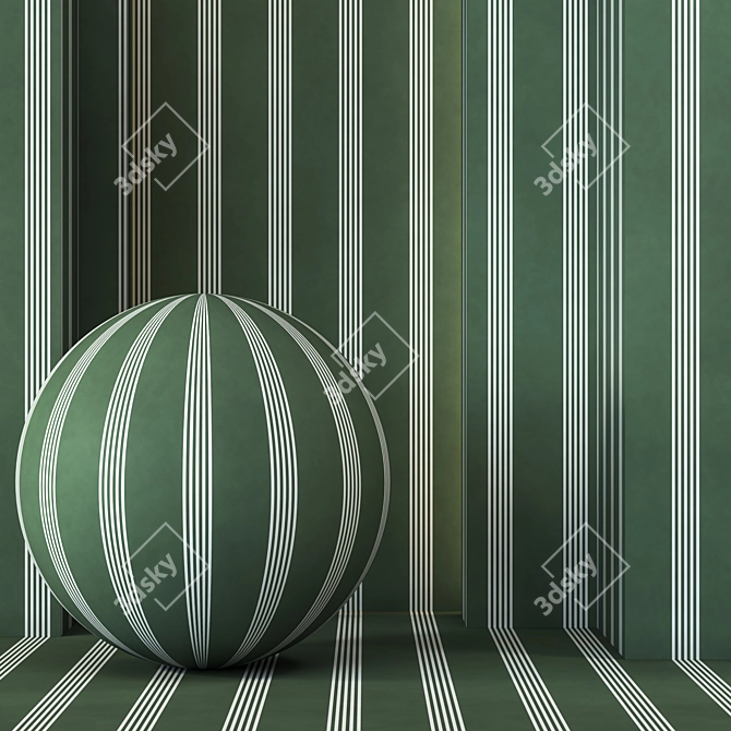 3-Color Oxford Stripe Charcoal 4K Wallpaper 3D model image 3