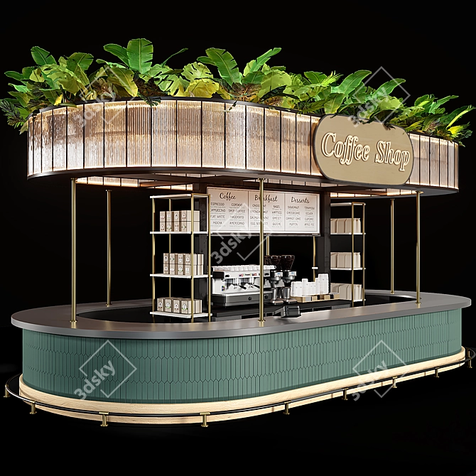 Outdoor Cafe Counter with Canopy 3D model image 1