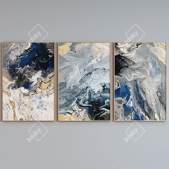 Modern Abstract Picture Frame Set 3D model image 3