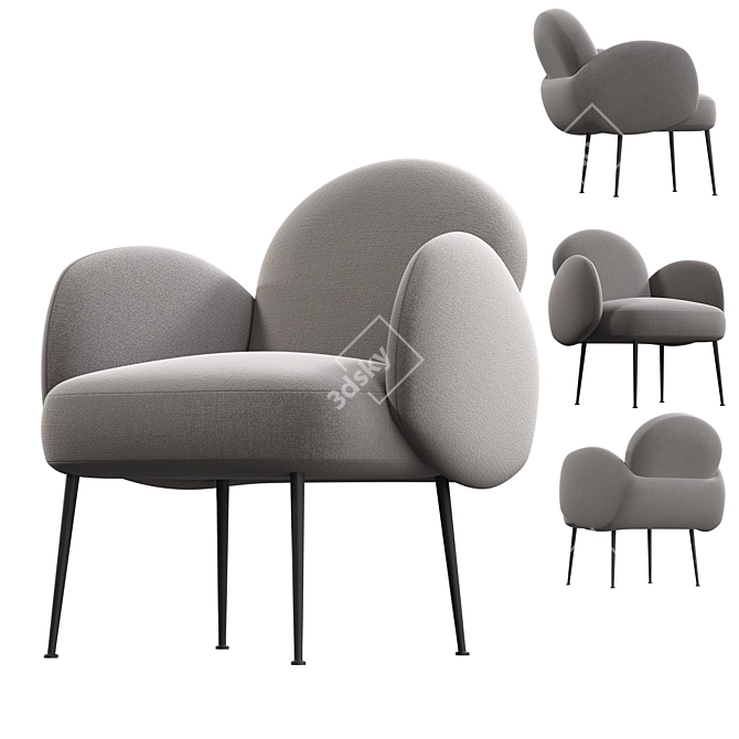 Bonnie Velvet Accent Armchair: Elegant & Comfortable 3D model image 2