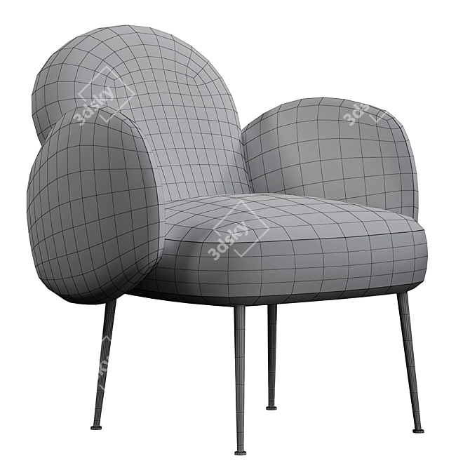 Bonnie Velvet Accent Armchair: Elegant & Comfortable 3D model image 5