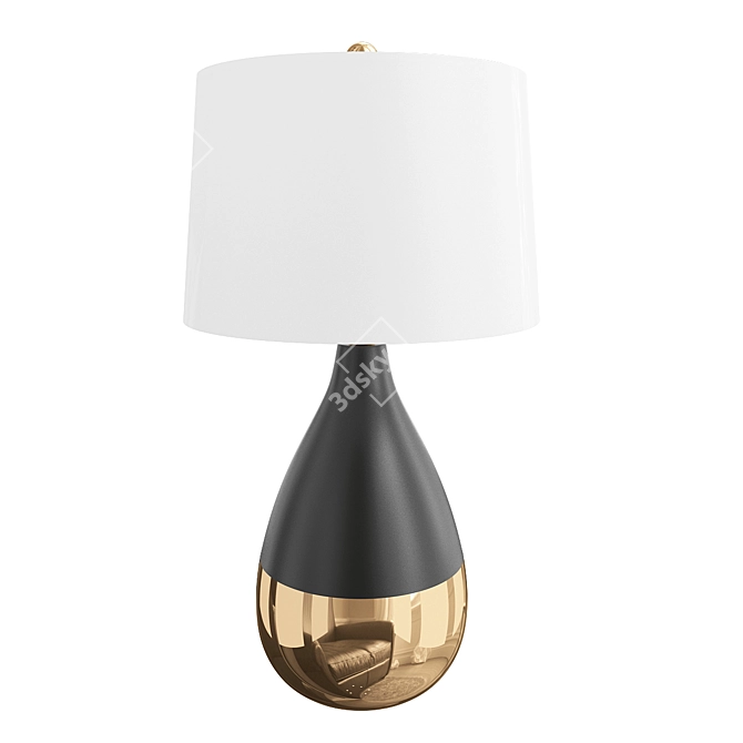 Elegant Navy and Gold Table Lamps 3D model image 1