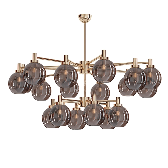 Magnificent Tinted Glass Brass Chandelier 3D model image 1