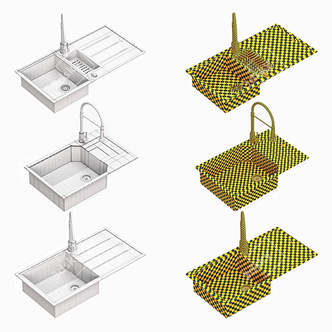 Franke 3-Pack Kitchen Sink: BFG 611 Onyx, UBG 611-62, BFG 651 3D model image 6