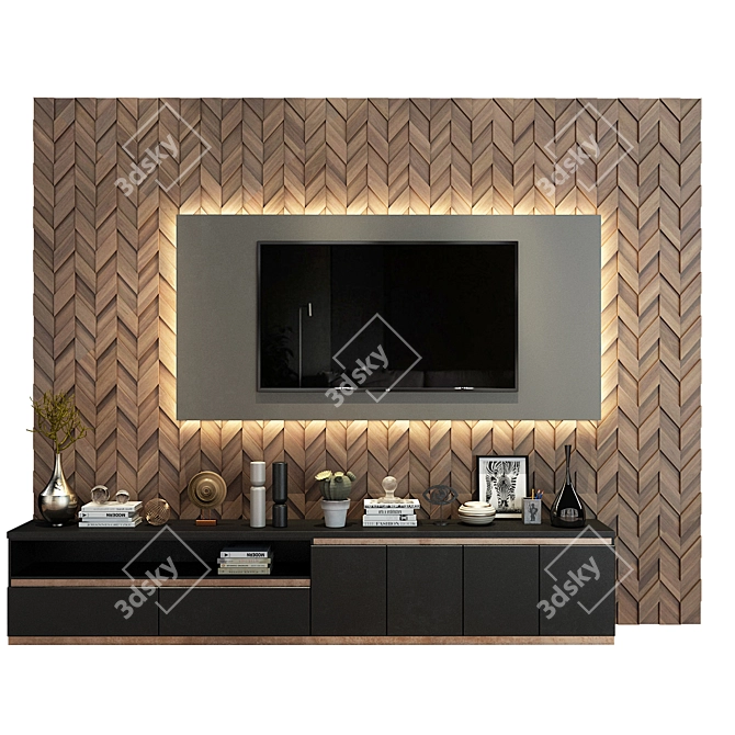 Sleek TV Wall Stand for Modern Homes 3D model image 1