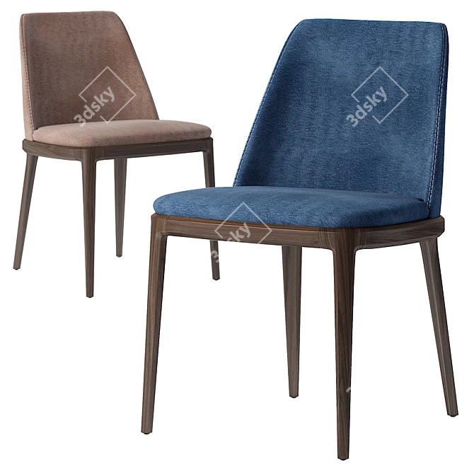 Grace Poliform Chair: Elegant Design, Solid Wood Base 3D model image 1