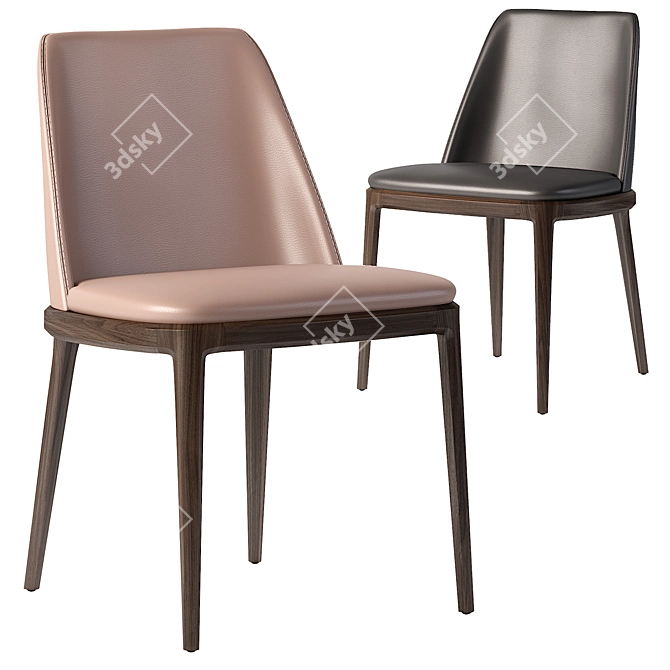 Grace Poliform Chair: Elegant Design, Solid Wood Base 3D model image 2