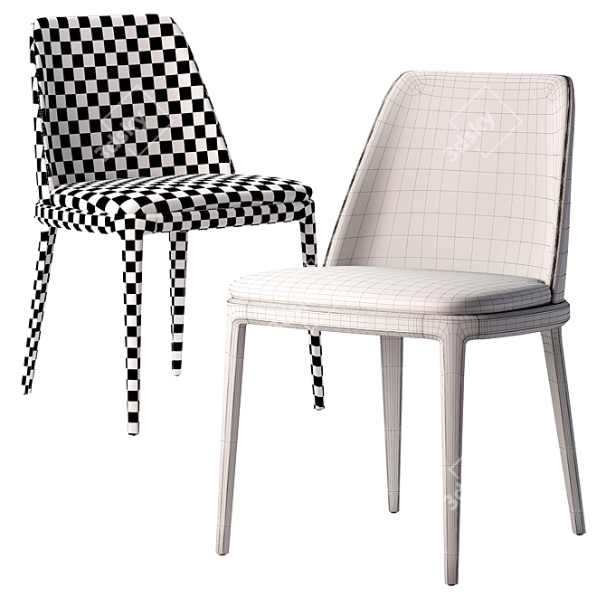 Grace Poliform Chair: Elegant Design, Solid Wood Base 3D model image 3