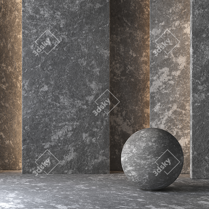 Seamless Concrete Tile Collection 3D model image 4