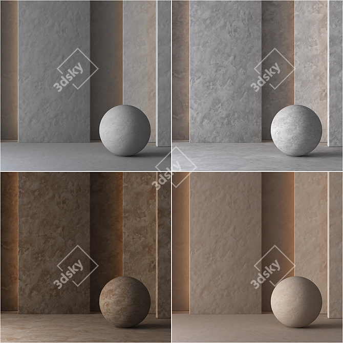 Seamless Concrete Plaster Tiles 3D model image 1