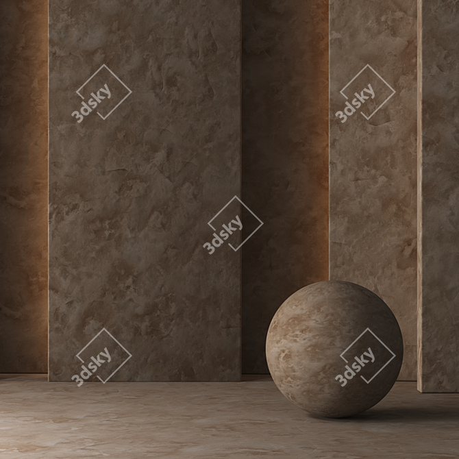 Seamless Concrete Plaster Tiles 3D model image 2