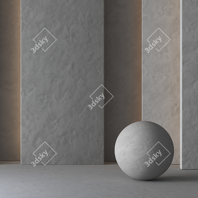 Seamless Concrete Plaster Tiles 3D model image 4