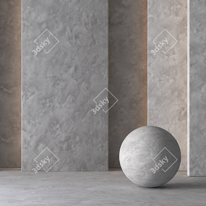 Seamless Concrete Plaster Tiles 3D model image 5