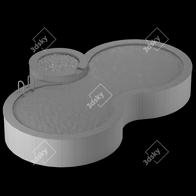 Luxury Pool & Jacuzzi Combo 3D model image 4