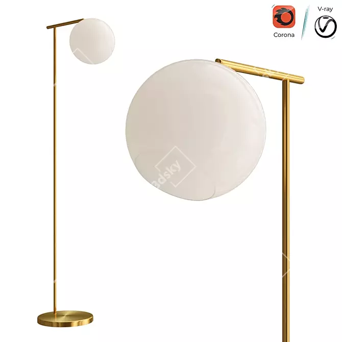 Elegant Glass Floor Lamp 3D model image 1