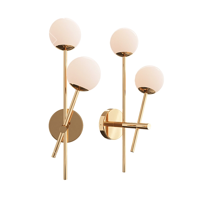 Chelso Opal Wall Light: Elegant Brushed Brass Ambiance 3D model image 1