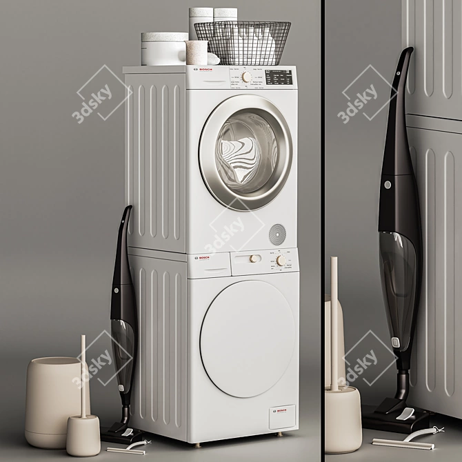 Modern Laundry Room Set 3D model image 2