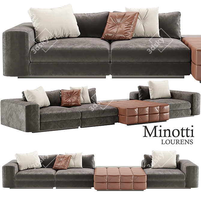 Elegant Lawrence Sofa: Modern Minotti Design 3D model image 2