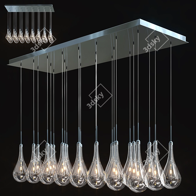 Elegant 24-Light Linear Suspension 3D model image 1