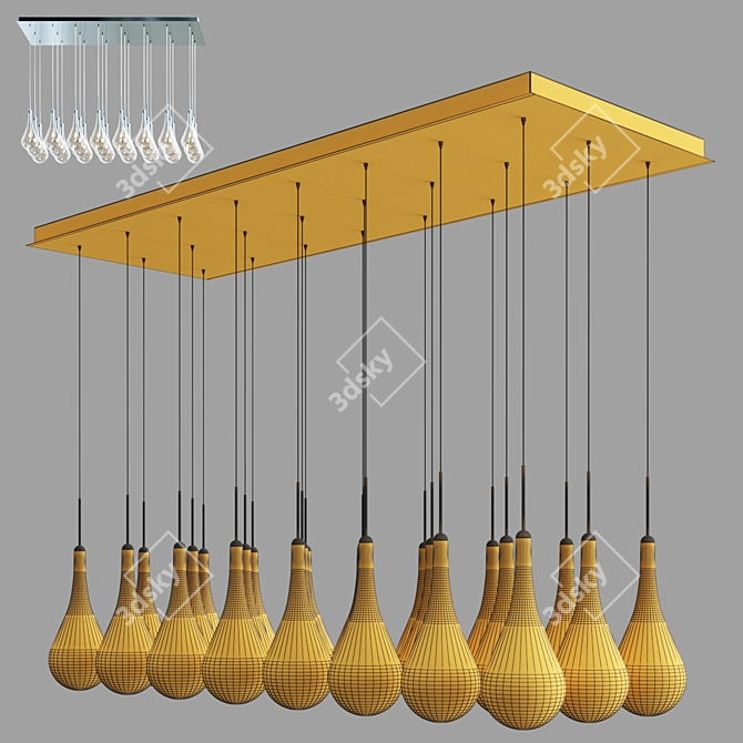 Elegant 24-Light Linear Suspension 3D model image 2