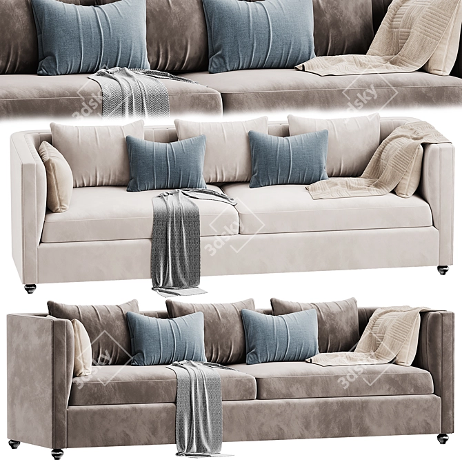 Modern Straight Sofa: Sleek and Stylish 3D model image 1