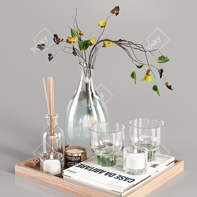 Elegant Glass and Branches Set 3D model image 1