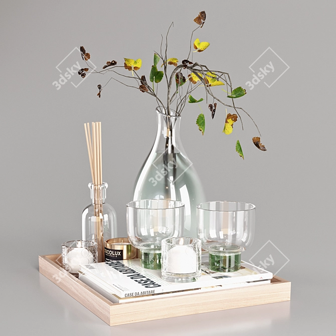 Elegant Glass and Branches Set 3D model image 2