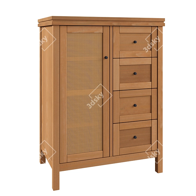 Gabin Chest: Compact 4-Drawer Wardrobe 3D model image 1