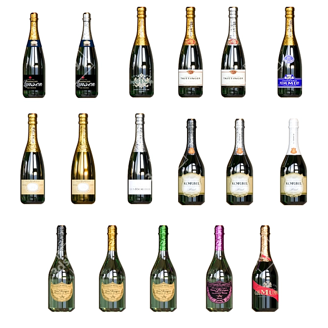 Ultimate Champagne Assortment 3D model image 2