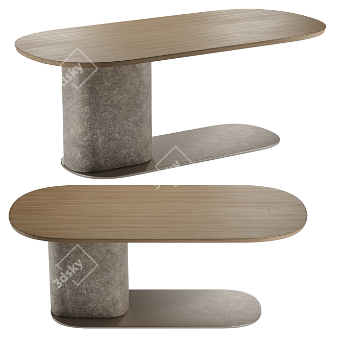 Modern Wood and Metal Dining Table 3D model image 1