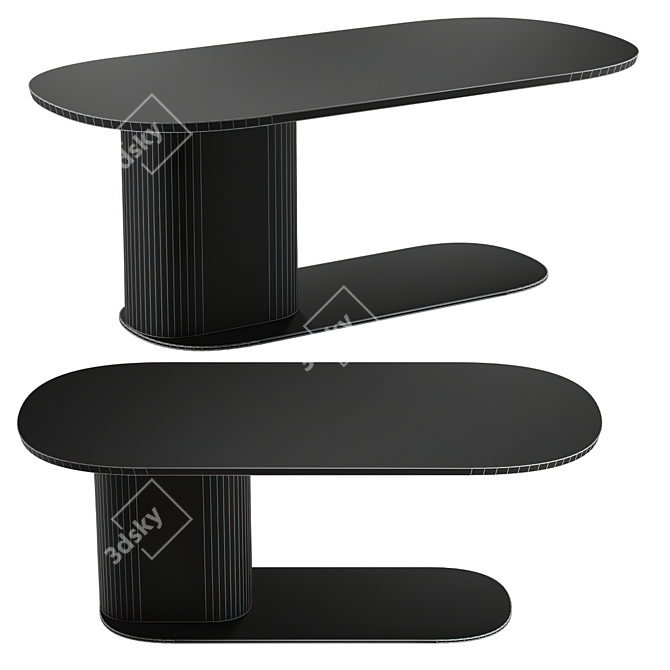 Modern Wood and Metal Dining Table 3D model image 2