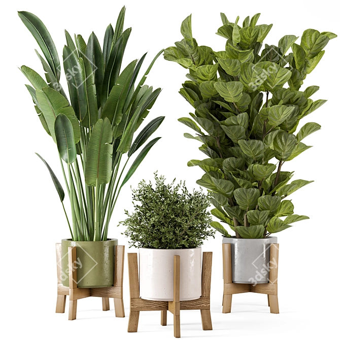  Rusty Concrete Pot Indoor Plants Set 3D model image 1