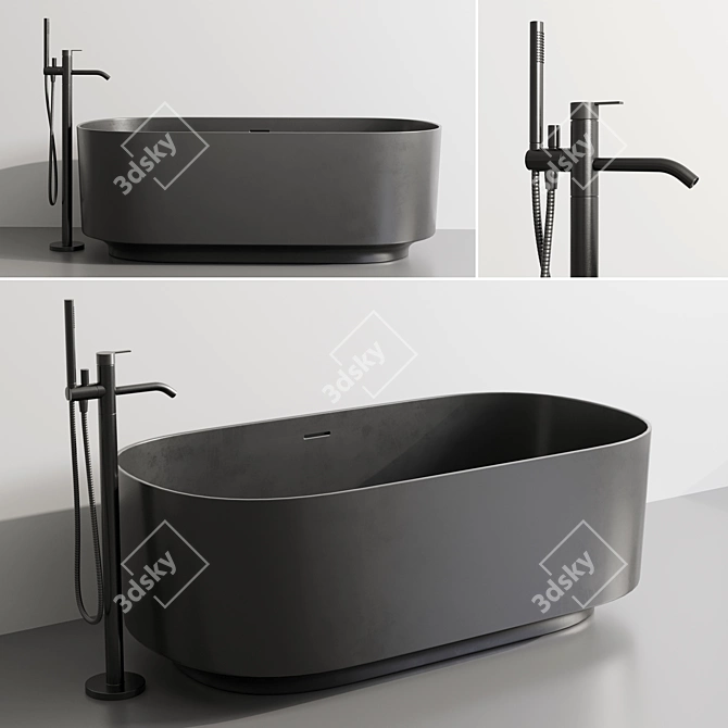 Inbani Arc: Modern Bathtub & Faucet Set 3D model image 1