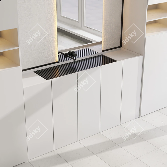 Inbani Bathroom Set: Sink, Mixer, Mirror, Wardrobe 3D model image 2