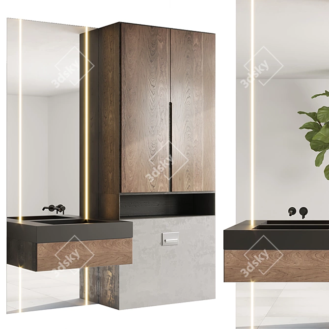 Elegant Bathroom Set with Inbani Faucet 3D model image 2