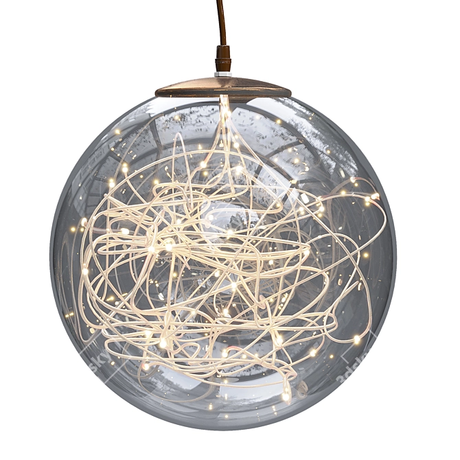 Versatile Silver Wire Pendant Light 3D model image 3