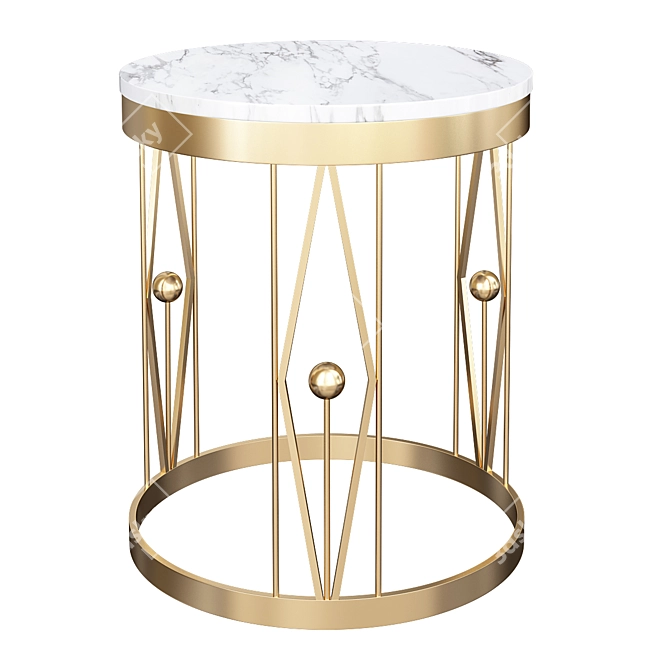 Marble and Gold Round Side Table 3D model image 1