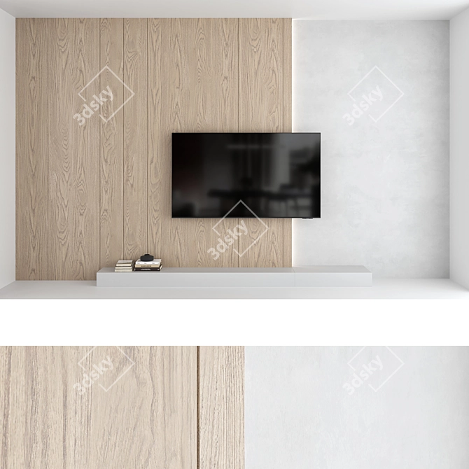 16-Piece TV Wall Set with Samsung AU8000 75" Crystal UHD 4K Smart TV 3D model image 2