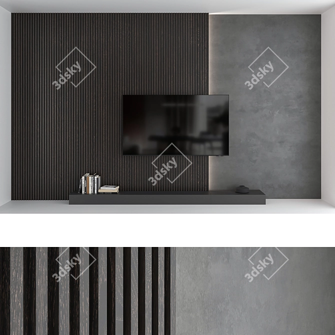 16-Piece TV Wall Set with Samsung AU8000 75" Crystal UHD 4K Smart TV 3D model image 4