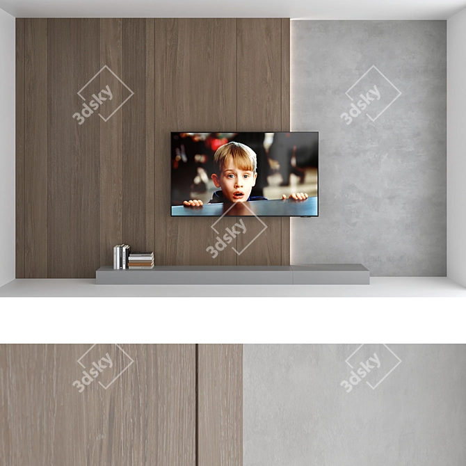 16-Piece TV Wall Set with Samsung AU8000 75" Crystal UHD 4K Smart TV 3D model image 5
