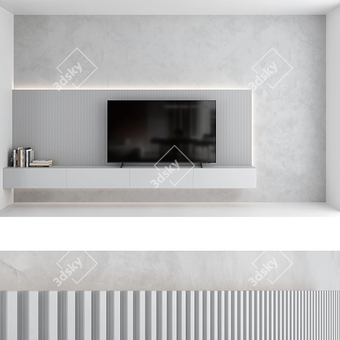 TV Wall Set: Modern Design, 75" Samsung Crystal UHD 4K Smart TV 3D model image 2