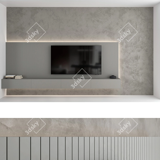 TV Wall Set: Modern Design, 75" Samsung Crystal UHD 4K Smart TV 3D model image 3