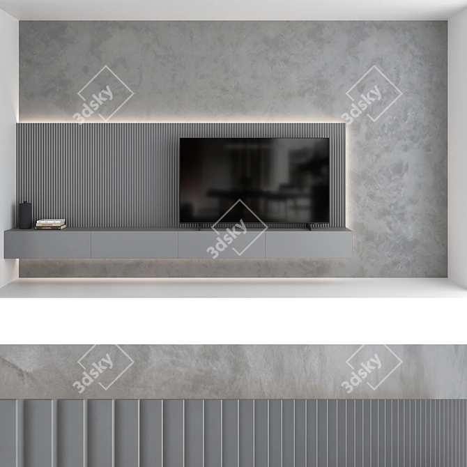 TV Wall Set: Modern Design, 75" Samsung Crystal UHD 4K Smart TV 3D model image 4