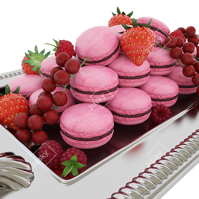 Berrylicious Macaroons: Delectable Delights with Berries 3D model image 4