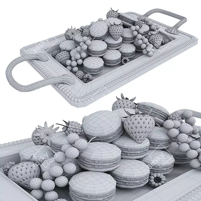 Berrylicious Macaroons: Delectable Delights with Berries 3D model image 6