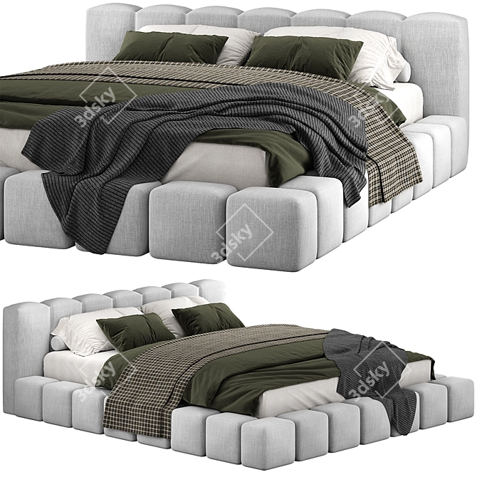 Italian Pixel Bed: Sleek and Stylish Design 3D model image 1