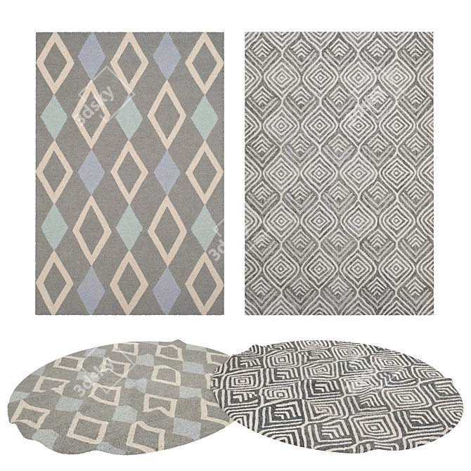 Versatile Set of 8 High-Quality Rugs 3D model image 1