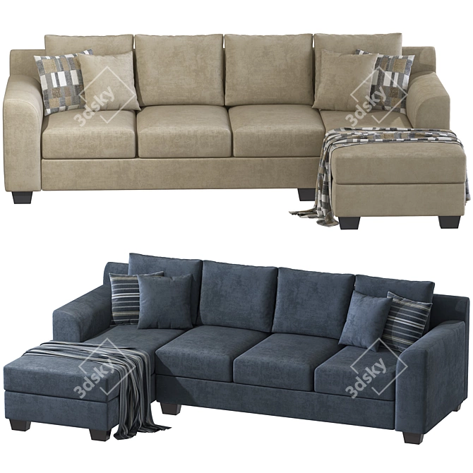 Ardsley Pewter 3-Piece Sectional 3D model image 3